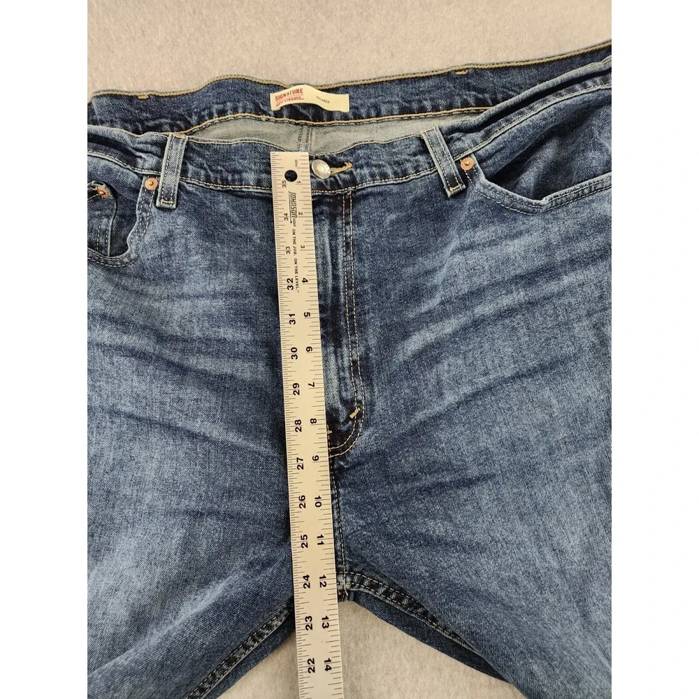 Levi Strauss Signature Men Relaxed Fit Cotton Denim Work Jeans 42x32 Medium Blue